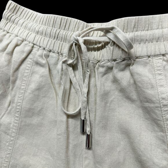 Zara Linen Blend Cropped Pants Womens Sz Medium Drawstring Pockets Slouchy - Picture 7 of 12